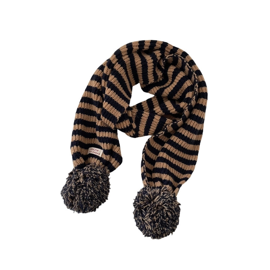 Stripe Pom Pom Scarf