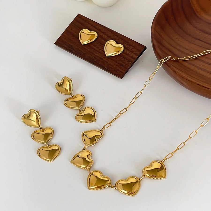 Gold Plate Heart Necklace or Earrings