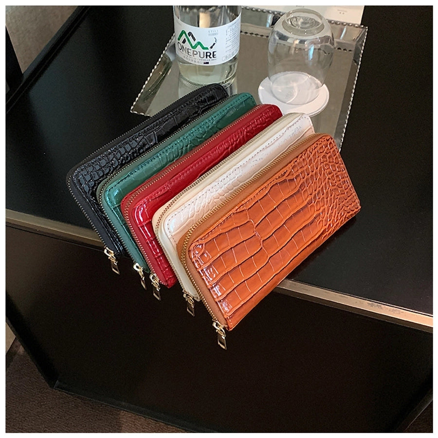 Faux Crocodile Zip Around Wallet